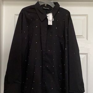 Black button down top